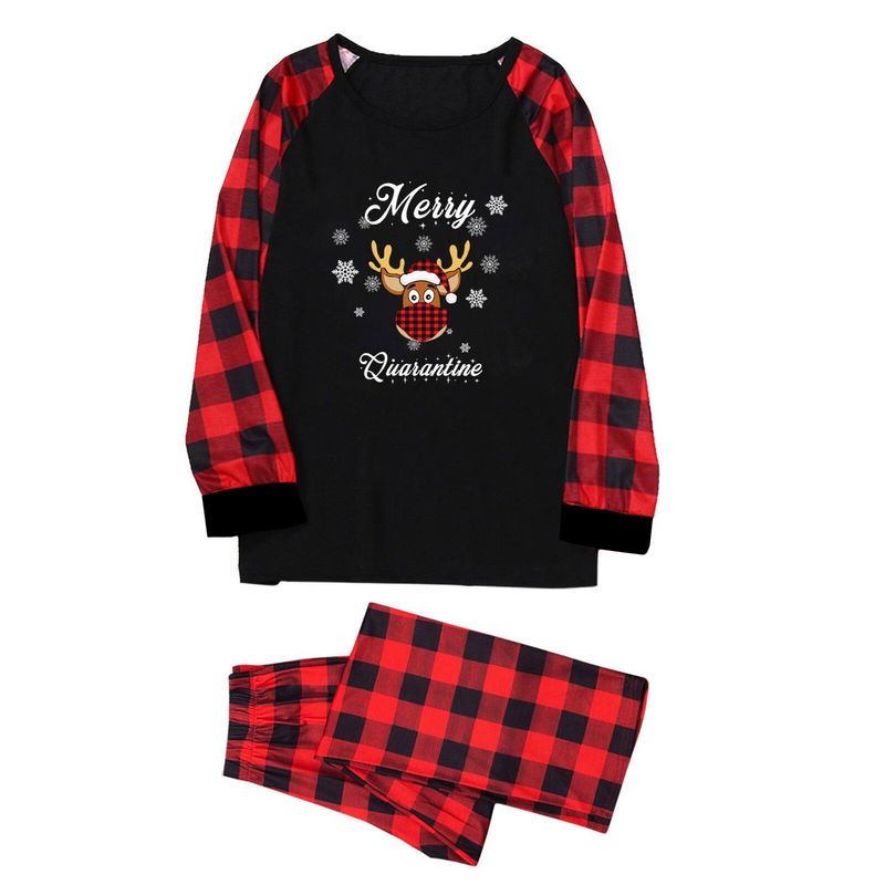2025 Weihnachts-Eltern-Kind-Kleidung, langärmelige lange Hosen, kariertes Patchwork, bedruckte Heimkleidung, Weihnachts-Eltern-Kind-Kleidungsset – Damen S-XL_voghion.com