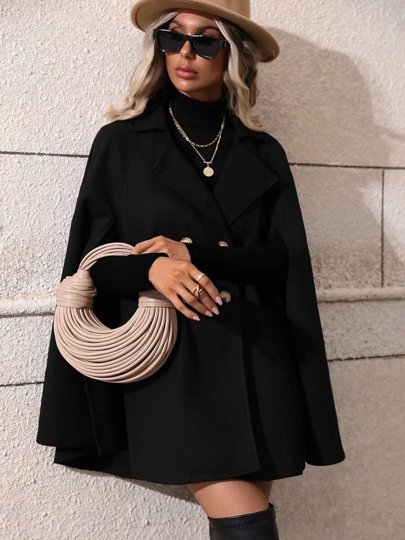 "Cappotto doppiopetto taglie forti – Blazer oversize con maniche a pipistrello (nero) | Elegante alternativa al trench per l'autunno/inverno da donna"_voghion.com