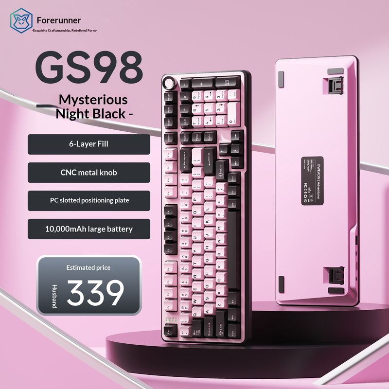 EWEADN GS98 Anpassbare kabellose mechanische Tastatur – Dreifachmodus (Bluetooth/Kabelgebunden/2,4 GHz) mit Hot-Swap-fähigen Ice Cream/Haiqing-Schaltern_voghion.com