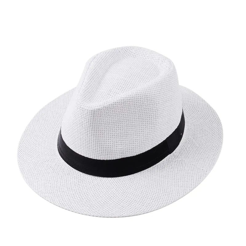 Cappello Panama da uomo, con tesa larga, in paglia, con parasole piatto, casual, estivo, da spiaggia, da cowboy, da uomo_voghion.com