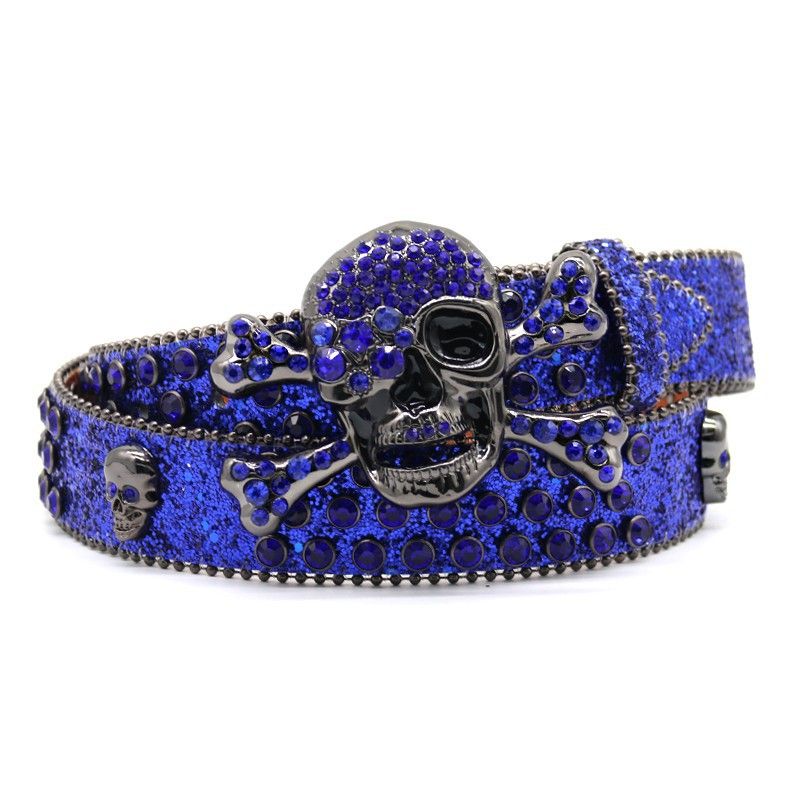Guandžou skeleta galvas vīriešu spīdīga rhinestone josta hiphopa pankroka personalizēta mode_voghion.com
