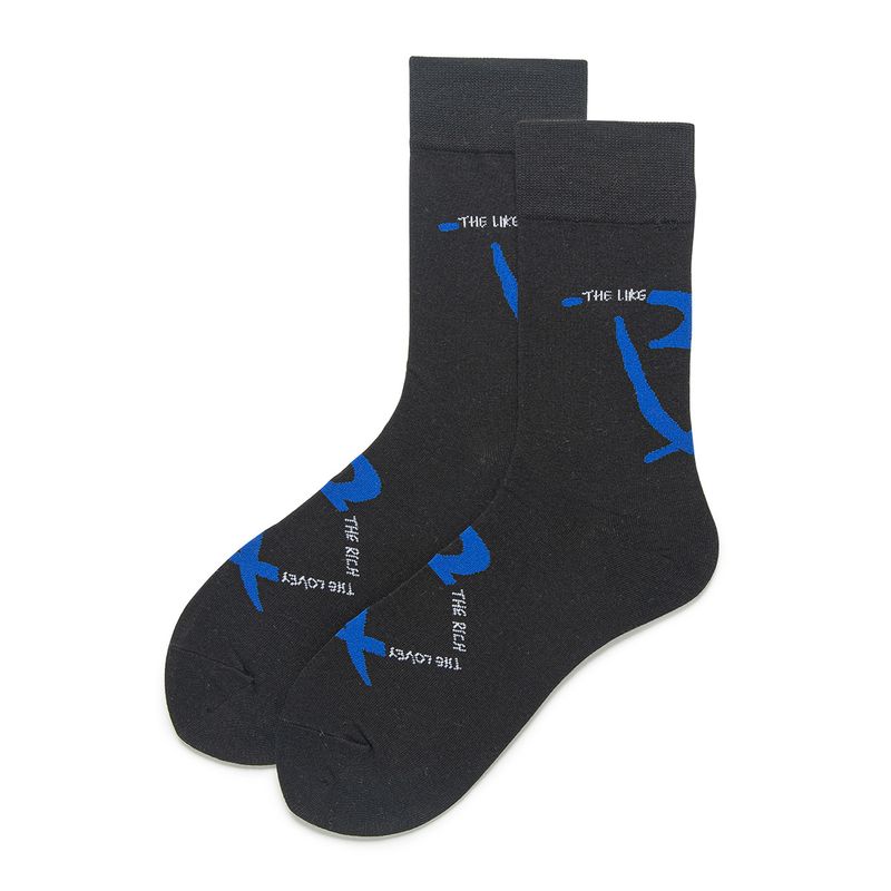 2025d Spring Autumn For Men And Women, Mid-Calf Socks, Trendy Ins Style, Korean Version, Personalized Letter Low-Cut_voghion.com