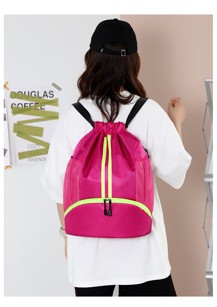 Drawstring Backpack - Waterproof & Dry/Wet Separate Compartment, Lightweight Outdoor Sports Bag For Hiking, Gym & Travel_voghion.com