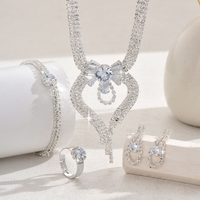 Set di gioielli unisex, collana alla moda, orecchini, bracciale, anello, completo di gioielli, gioielli da sposa, collana di diamanti nudi, completo_voghion.com