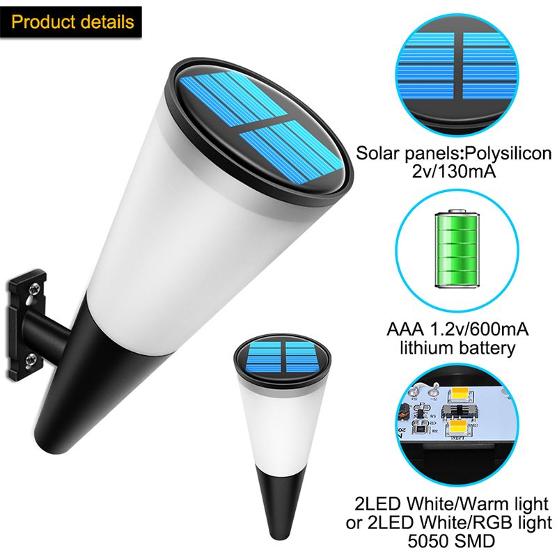 Solar Lights Warm/White/RGB Outdoor Waterproof Solar Security Torch Lamp Lighting For Garden Corridor Yard Garage Decoration_voghion.com