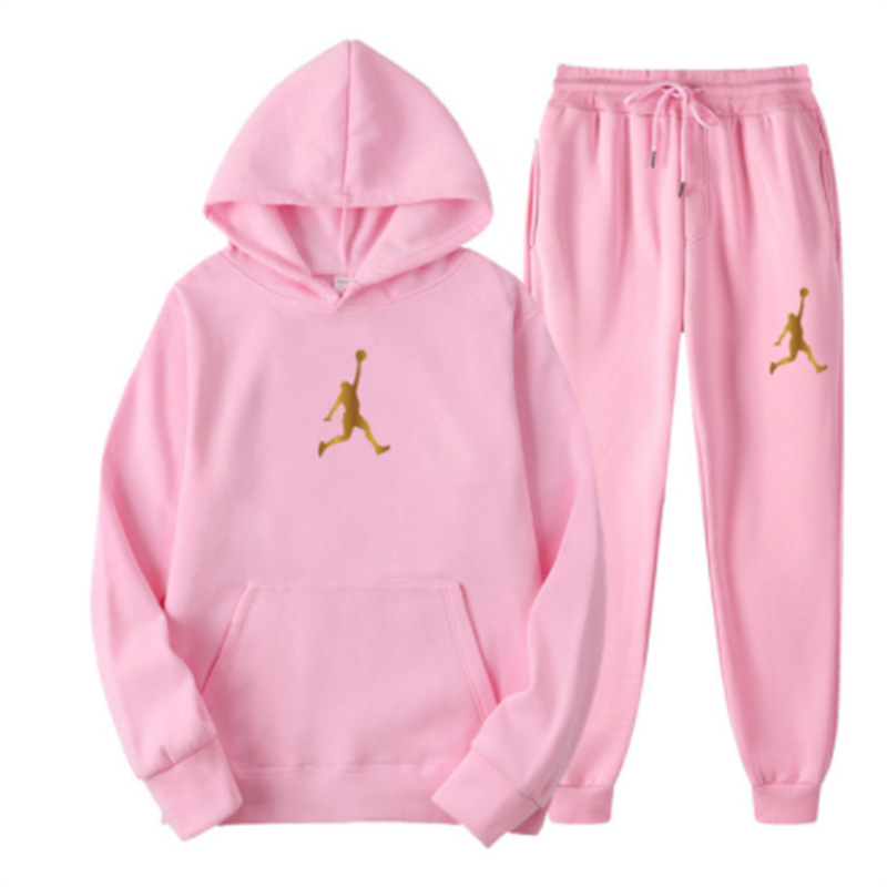 N S Autunno Inverno Stampa Tuta sportiva casual Felpa con cappuccio Set da due pezzi_voghion.com