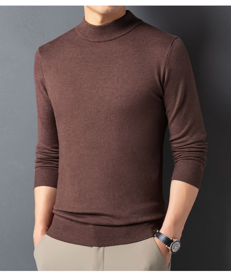 Herbst und Winter Halbhoher Kragen Precision Edition Dicker Herren Strickpullover mit Kapuze_voghion.com