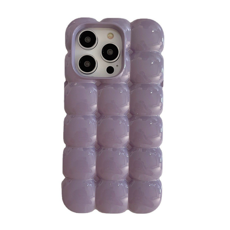 Solid Color Puff Egg Waffle Phone Compatible With IPhone 16 15 Pro Max 3D 14 Niche 13 Soft Case_voghion.com