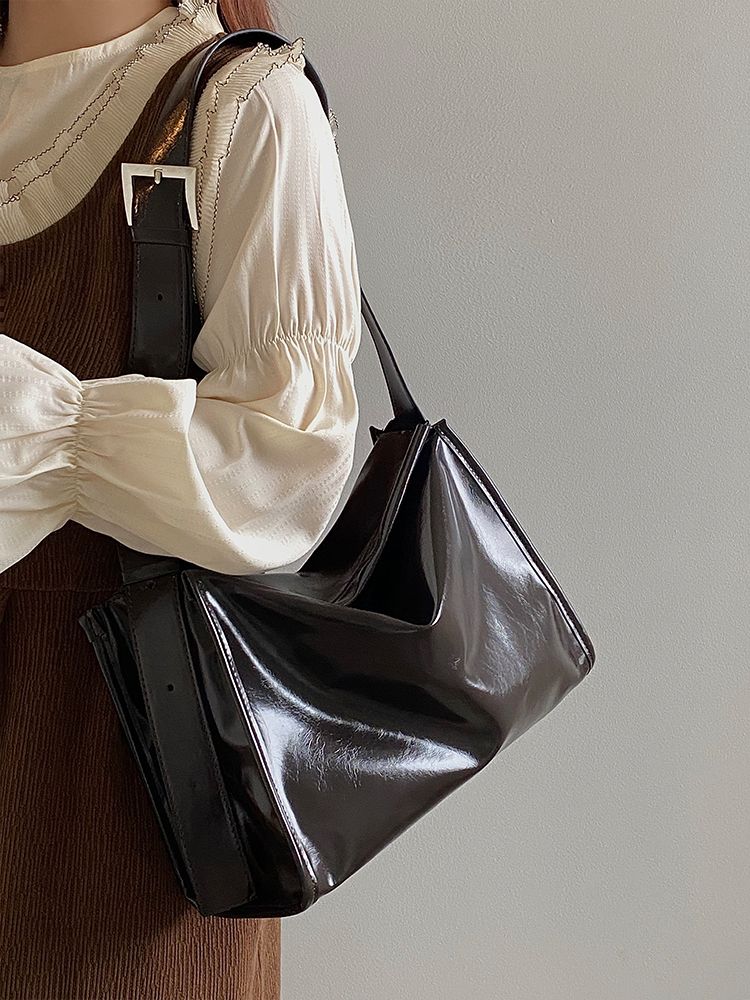 Tracolla larga in cera d'olio, tracolla singola per spostamenti semplici, nuova grande capacità, struttura versatile, borsa tote in morbida pelle,_voghion.com