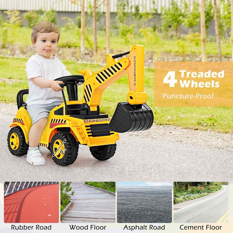 Ride On Push Car Kids Bulldozer Digger Toy Foot To Floor Construction Vehicle_voghion.com