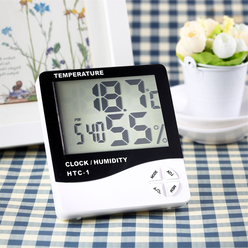 Ruixingst HTC-1 Temperature Humidity Meter Multifunctional Alarm Clock Four Buttons Digital LCD Thermometer Hygrometer Weather Station For Home_voghion.com