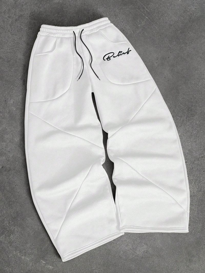 Men's Retro Streetwear Jogger Pants – High Waist Elastic Straight Leg Sweatpants For Casual & Hip-Hop Style (Multiple Colors)_voghion.com