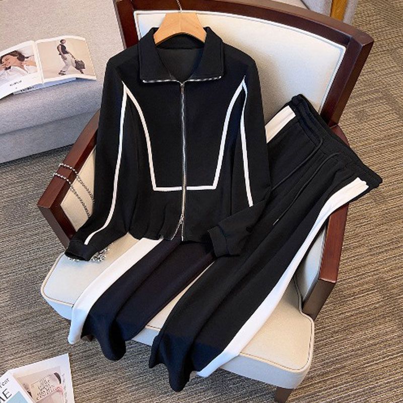 Women's Clothing Cardigan Sweatshirt Wide Leg Pants Large Size Fat Mm High End Temperament Slim Long Pants_voghion.com