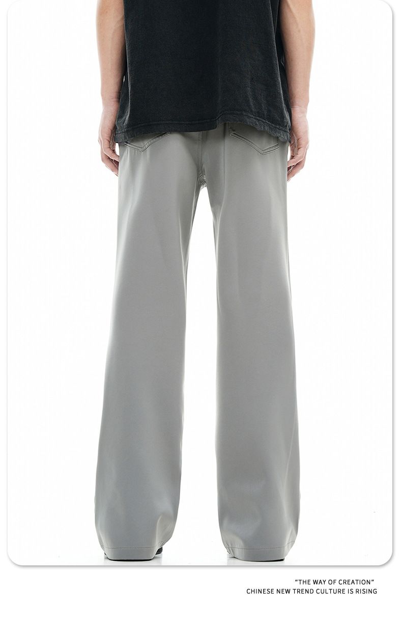 Unisex Retro Flared Trousers – Clean Fit Wide-Leg Pants With Stacked Hem (93% Polyester, S-XXL, Sage Green/Black)_voghion.com