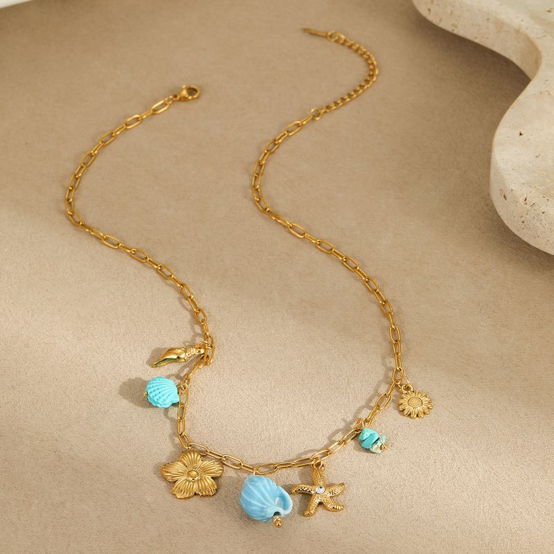 Charme armbanden ketting sieraden oceaan stijl vakantie strand wind kwast zeester schelp hanger ketting_voghion.com