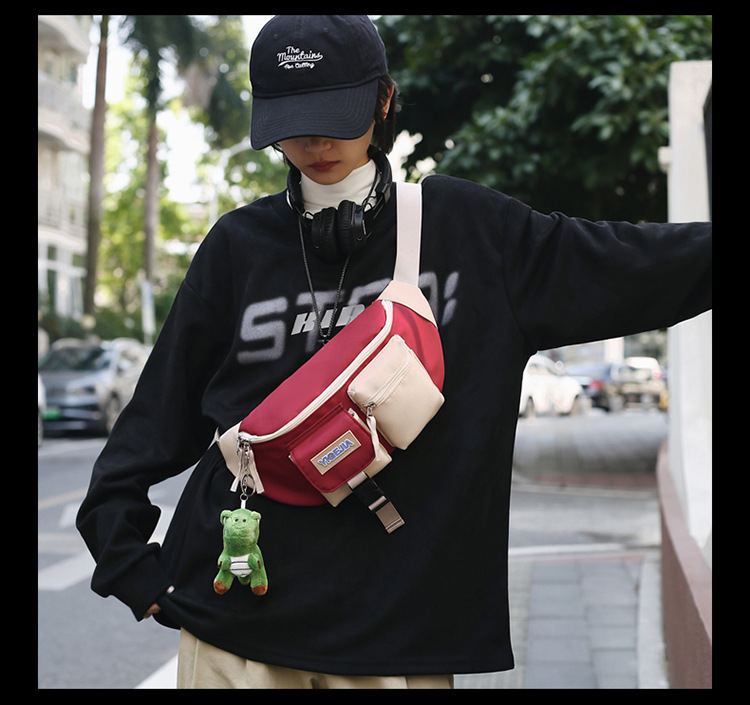 Autumn and winter new men's chest bag, color-blocked fashion student lightweight crossbody bag, Ruiying outdoor sports belt bag_voghion.com