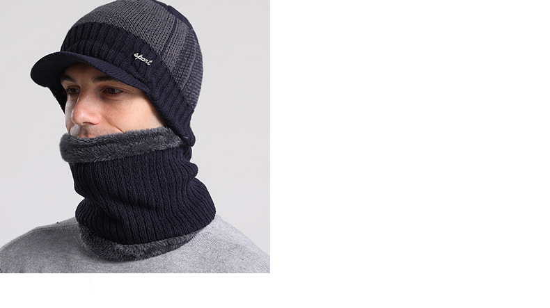 nuovo cappello caldo antifreddo in lana con collo set più velluto spesso abbinato al colore del cappello lavorato a maglia paraorecchie cappello testa_voghion.com