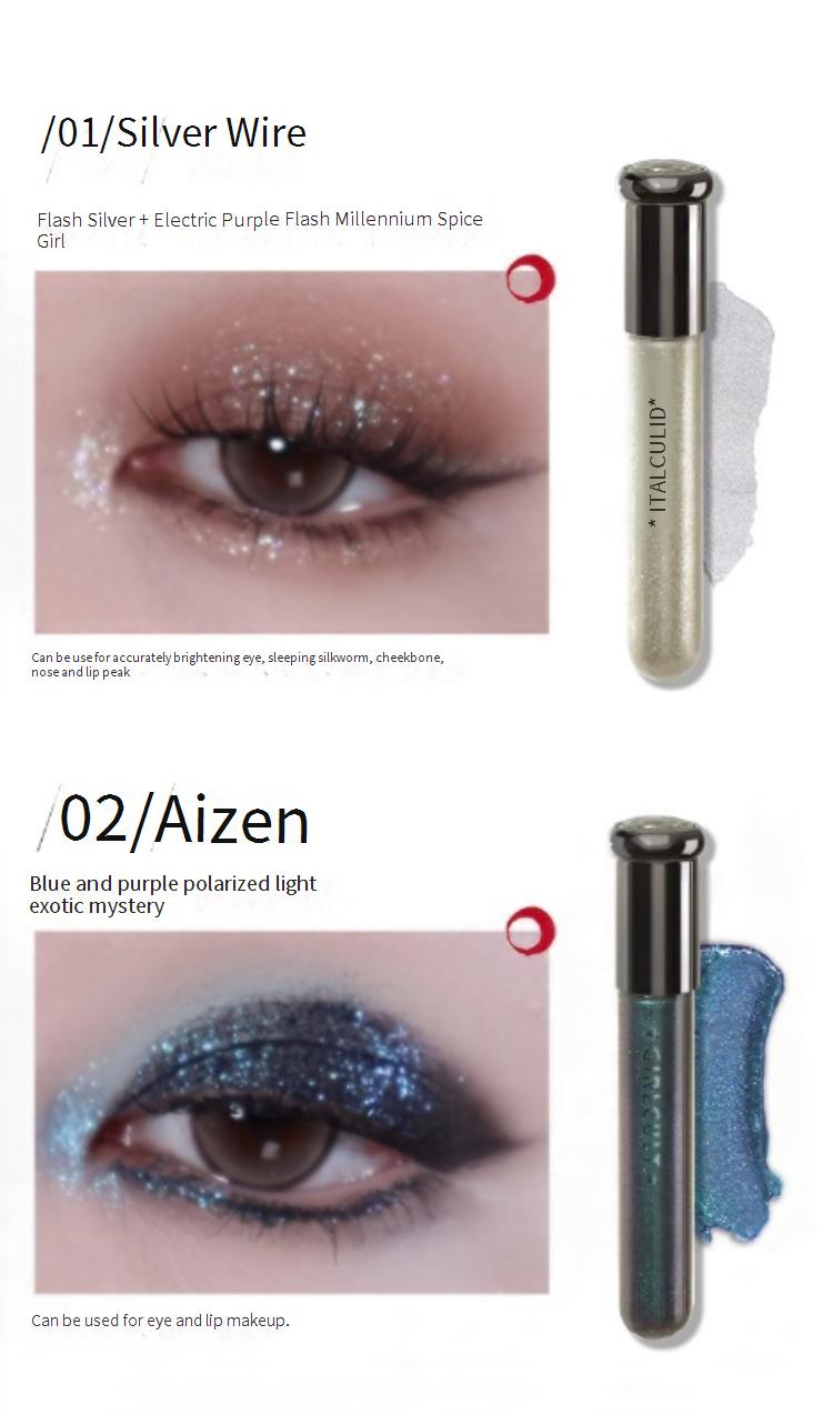 Fard à paupières liquide Girlcult Illusion, paillettes fines, œil caméléon scintillant, reflet ver à soie, fard à paupières monochrome_voghion.com