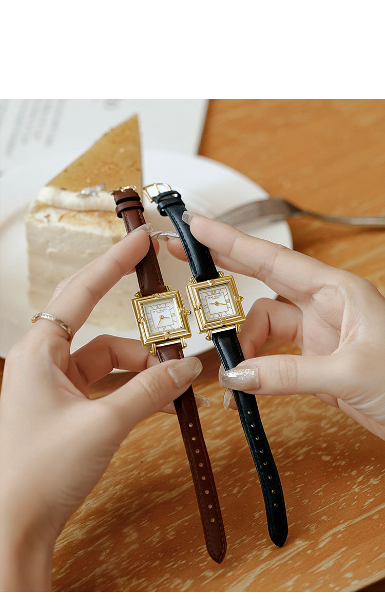 Women's Watches Senior Sense Belt Small Square Table Simple Scale Retro Style Women's Watch Middle Table_voghion.com