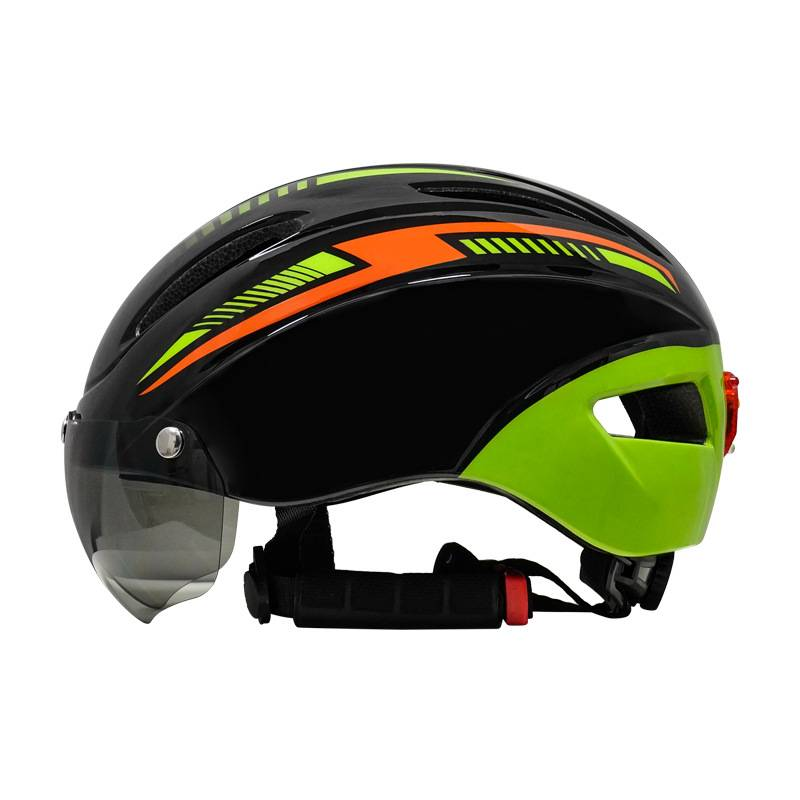 MTB-Fahrradhelm mit integriertem LED-Rücklicht, abnehmbarer Schutzbrille, Multisport-Fahrradhelm für Mountain Road Skating, leichtes, belüftetes Design_voghion.com