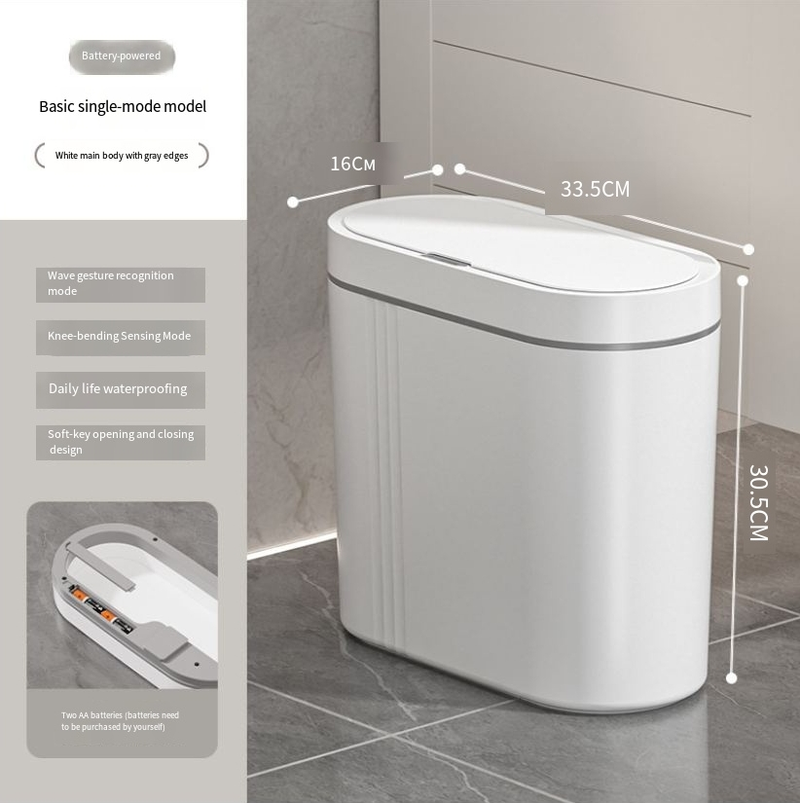 Papelera de inducción totalmente automática para el hogar, sala de estar, dormitorio, baño, espacio, papelera inteligente_voghion.com