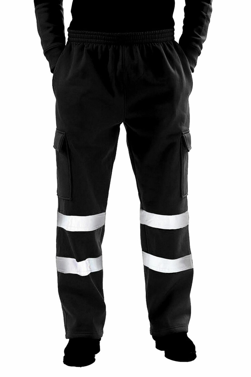 Pantalones casuales de polar con tira reflectante para uniforme de trabajador sanitario para hombre_voghion.com