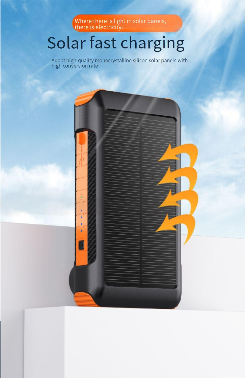 Power Bank Fast Charging 20000 MAh Solar Charger Hand Crank Power Mobile Power Large Capacity Outdoor Power OEM_voghion.com
