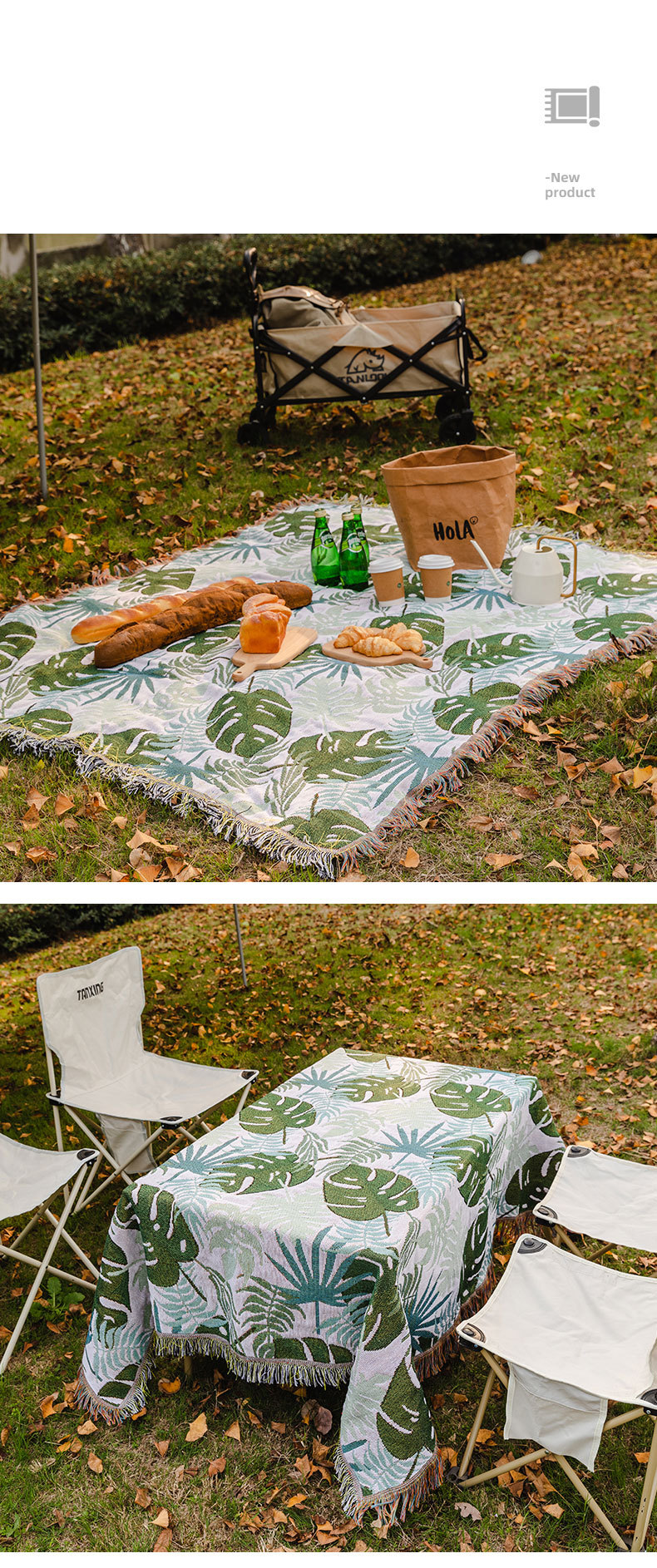 Couverture de pique-nique d'extérieur de style nordique - Imperméable, résistante au sable, multifonctionnelle pour le camping et la plage_voghion.com