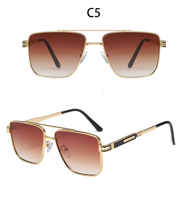 Men's Sunglasses Of High End Ins Metal Square Sunglasses For Women, Fashionable Large Frame, Slimming And Anti Ultraviolet Sunglasses_voghion.com