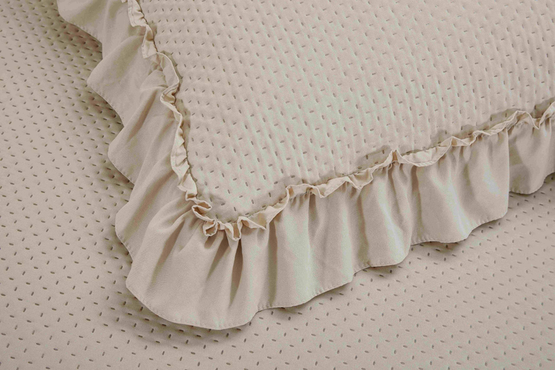 CG33 Washed Cotton Ruffled Bed Cover Set, Suitable For Bedrooms And Living Rooms (1* Bedspread +2* Pillowcase, No Duvet Core Or Pillow Core)_voghion.com