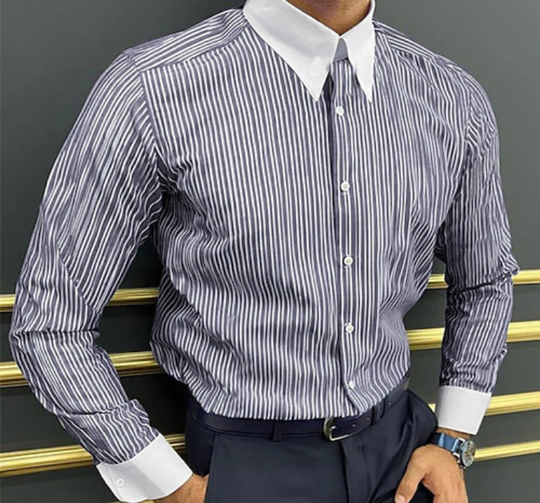 Herrenbekleidung Gestreiftes Hemd Herren Frühling Und Herbst Businesshemd Herren Lockere Freizeitjacke Langarm Frühling Und Herbst Oberteile_voghion.com