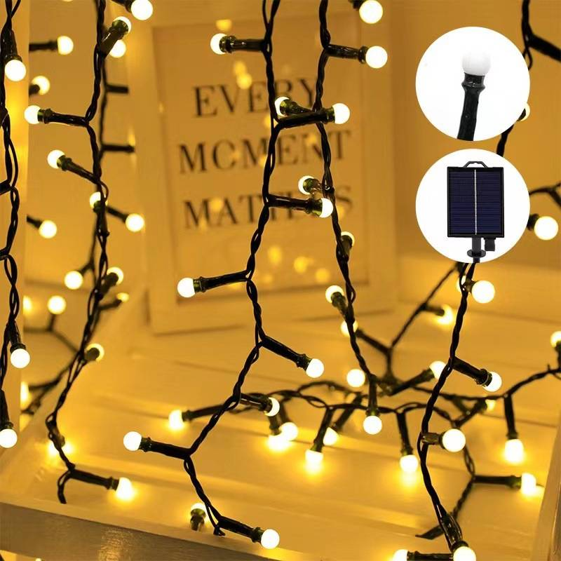 Luci a sfera a LED solari, luci a stringa impermeabili per esterni, per giardino, Natale, feste e decorazioni stradali (5 m, 250 LED, bianco caldo)_voghion.com
