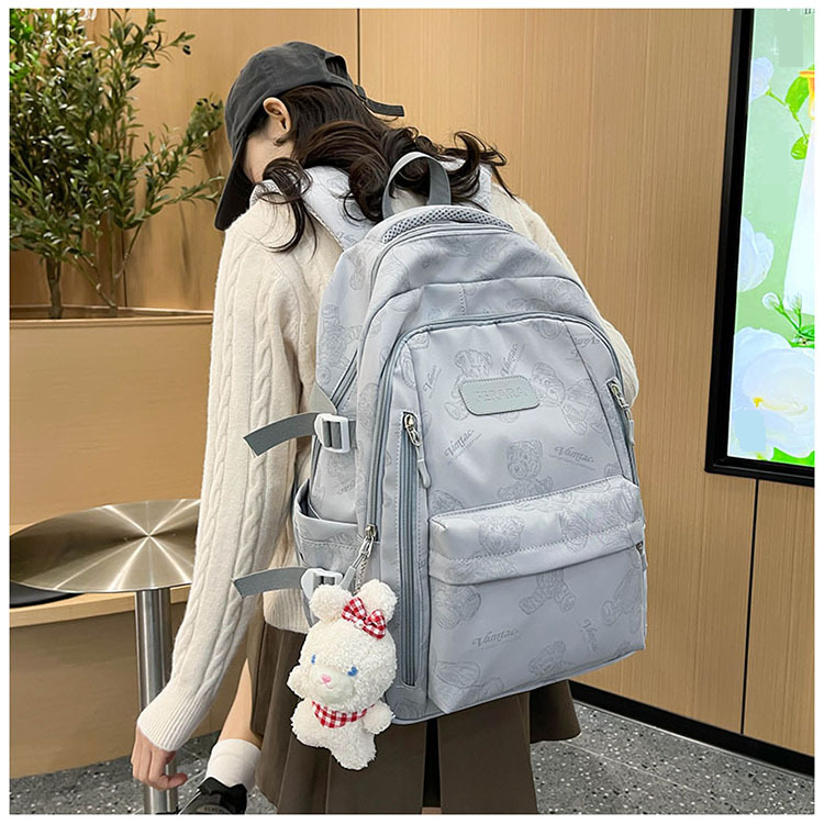 Zaino da donna stampato con simpatico cartone animato e orso riflettente, per studenti delle scuole medie e superiori, zaino di grande capacità, versatile per esterni_voghion.com