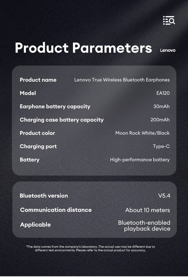 Original Lenovo EA120 True Wireless Bluetooth 5.4 Earphones Dual Mode Decoding Long Range Bluetooth Earphones HIFI Sound Quality Headset_voghion.com