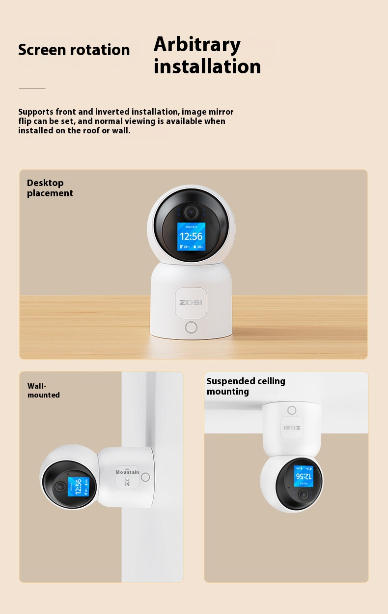 Cámara de seguridad WiFi para interiores de 4 MP: detección de personas con IA, movimiento horizontal y vertical de 360°, visión nocturna a color y audio bidireccional, resistente a la intemperie IP66 (modelo: C-519M)_voghion.com