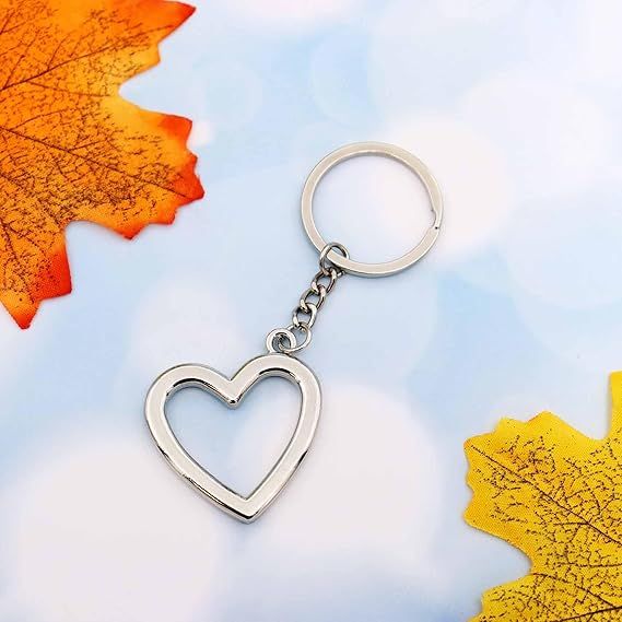 Lucky Keychain (heart-shaped), Metal Peach Heart Frame Keychain Pendant, Exquisite Peach Heart Gift_voghion.com