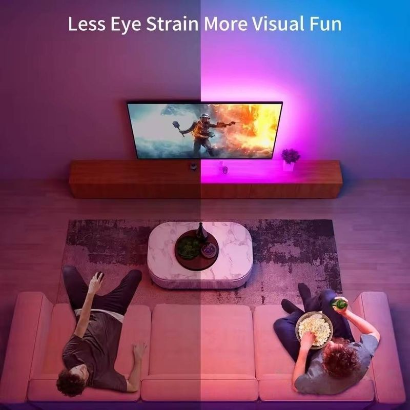 5V USB RGB LED Strip Lights With Bluetooth & IR Remote - Self-Adhesive 3535 LED Light Bar For TV Backlight, Bedroom & Living Room Decoration_voghion.com