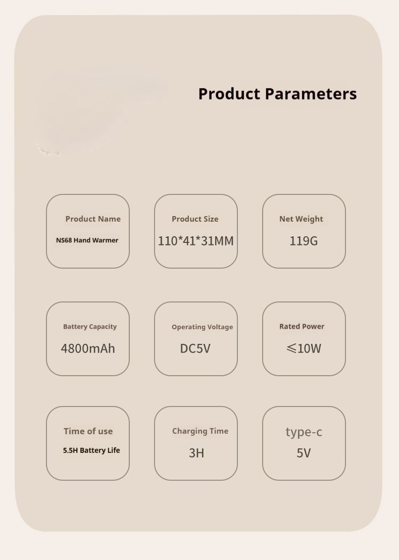 USB-Handwärmer und Powerbank (5000 mAh) – Tragbares Heizkissen mit 3 Temperaturen, FCC/CE/RoHS-zertifiziert, leicht (119 g) für Reisen und den täglichen Gebrauch_voghion.com