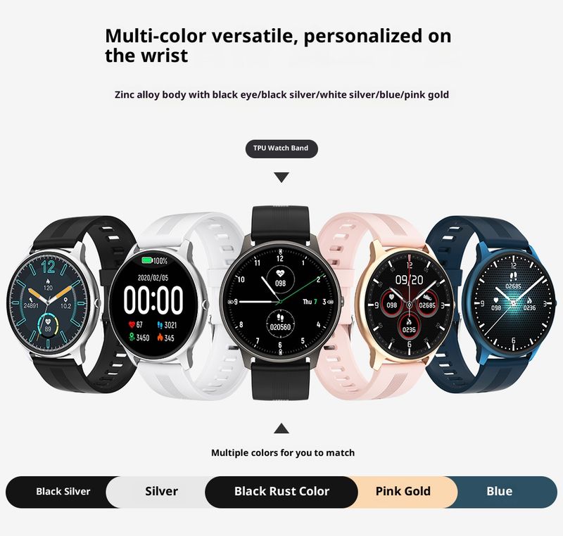 Smartwatch con cardiofrequenzimetro, monitoraggio dell'ossigeno nel sangue e della pressione sanguigna, connettività Bluetooth, touch screen, modalità multi-sport_voghion.com