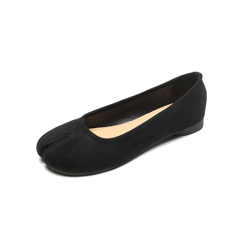 Shallow Single Shoes Women's Flat-bottomed French Temperament Split-toed Shoes One Pedal Retro Pig's Trotters Shoes_voghion.com