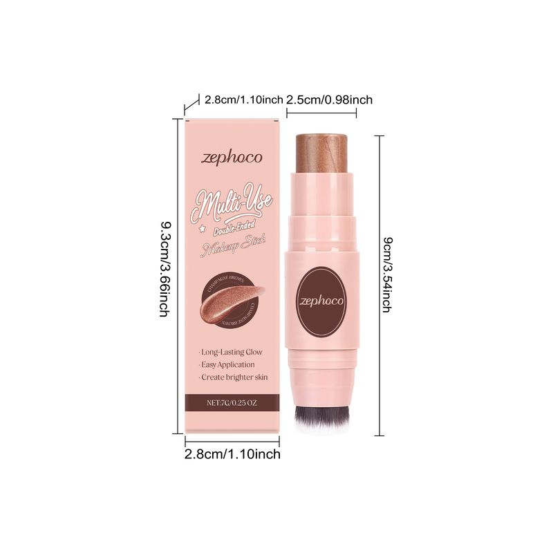 Zephoco Mehrzweck-Make-up-Stift mit Doppelkopf, vielseitig verwendbar, 3D-Highlight ohne Klumpenbildung, Champagnerbraun_voghion.com