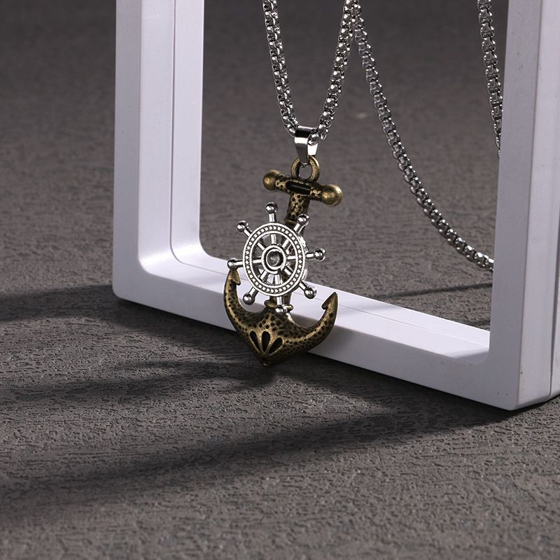 Explosive European And American Fashion Retro Movable Boat Anchor Titanium Steel Pendant Personality Men's Trend Pendant Jewelry_voghion.com
