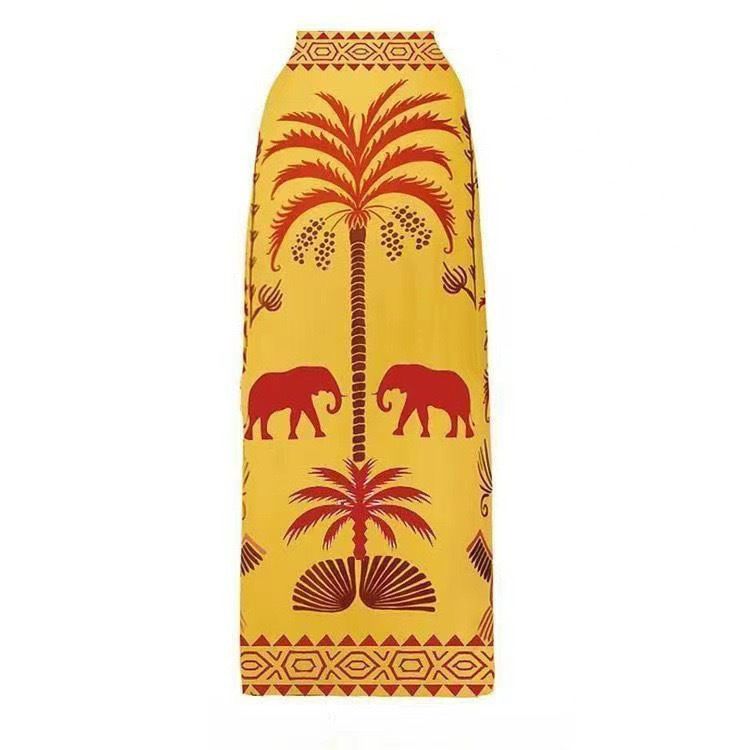 Damesbadpak retro bedrukte mesh-broek conservatieve badpakbikini_voghion.com