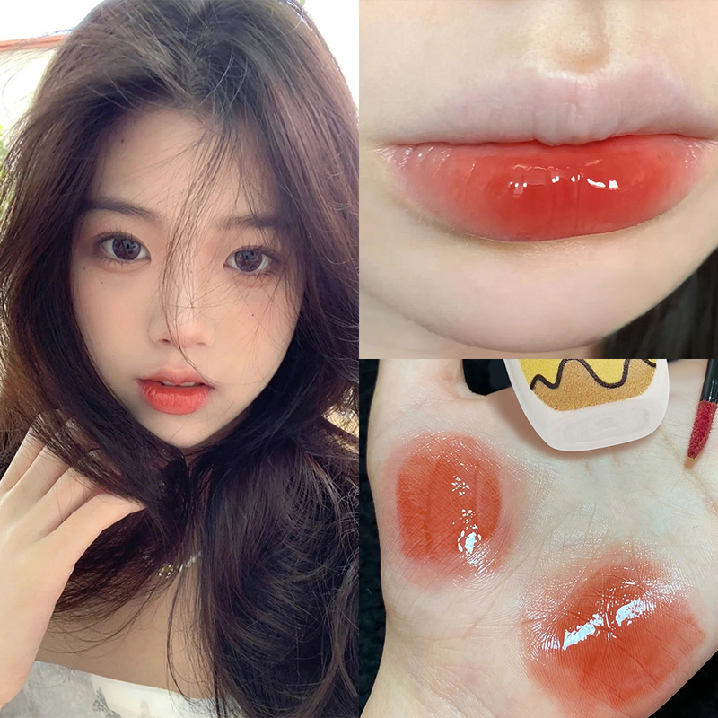 Specchio simpatico orso smalto per labbra lucidalabbra acquoso rossetto liquido gelatinoso trasparente a lunga tenuta impermeabile Womon Beau gloss stick_voghion.com