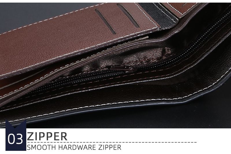 BAELLERRY Portafoglio corto da uomo con posizioni multiple, fermasoldi con cerniera sottile, borsa per il cambio, borsa per carte da uomo_voghion.com