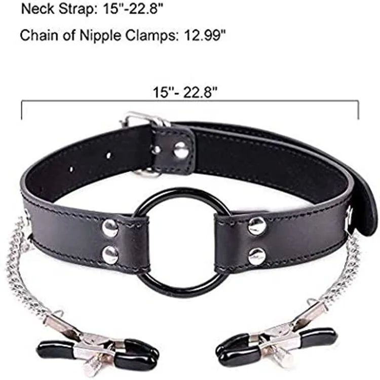 Set bondage 3 in 1 per donna, anello per la bocca, morsetti per capezzoli, imbracatura_voghion.com