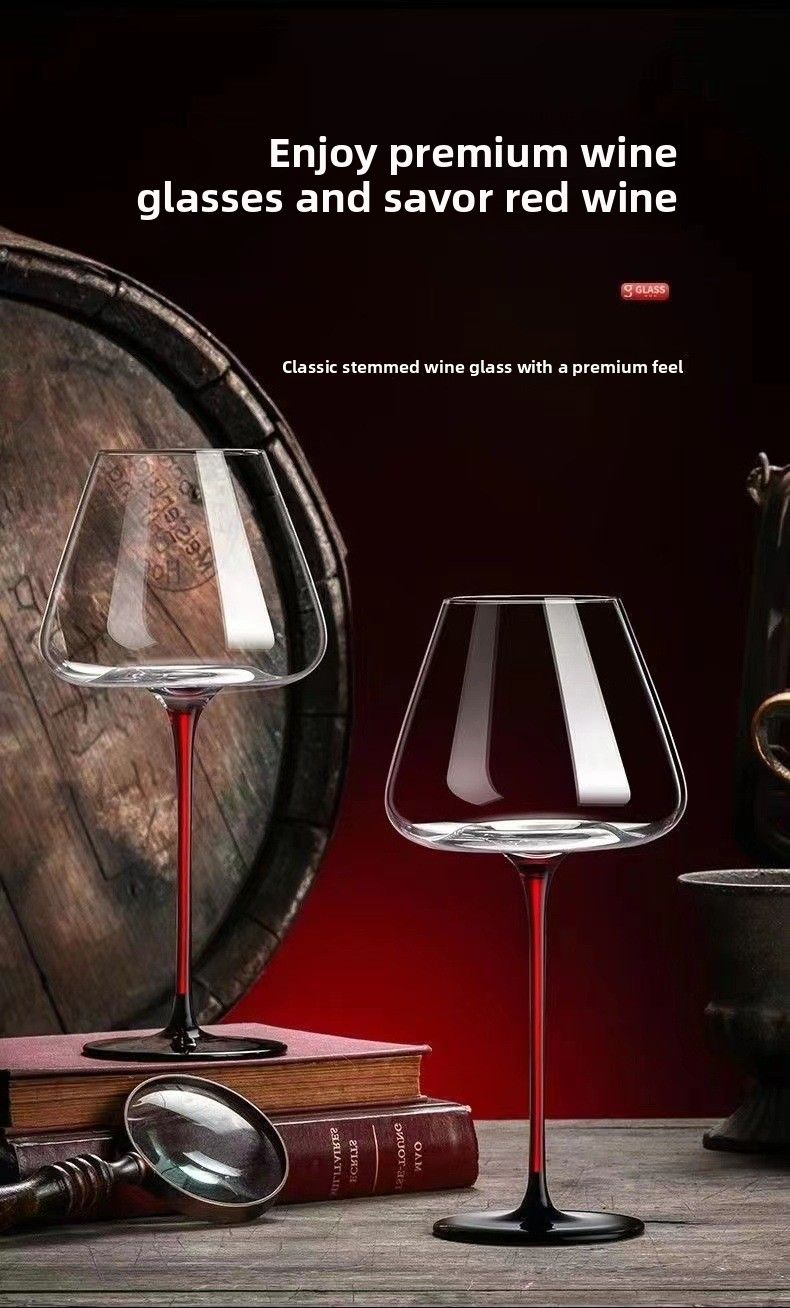 Tie Burgundy High-End Wine High-Value Fairy Home Red Stem Black Base Crystal Glass Goblet_voghion.com