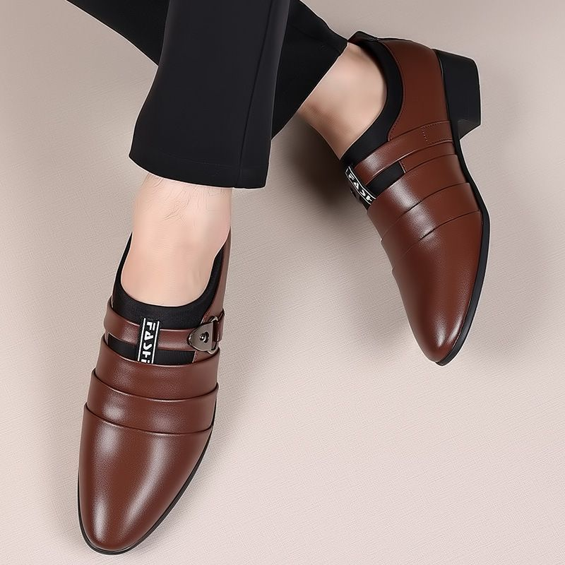 Formelle Oxfords für Herren, Leder, spitze Zehenpartie, bequeme Freizeitschuhe zum Reinschlüpfen_voghion.com