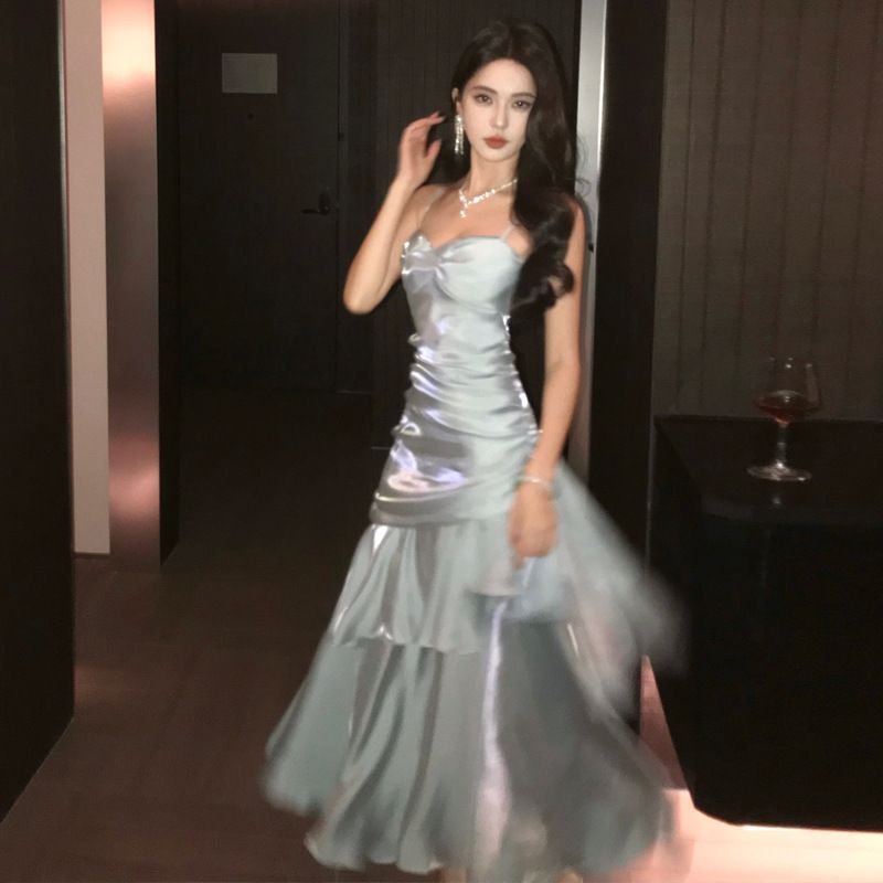 Meerjungfrau-Prinzessin mit Rüschen und High-End-Träger, lila, für die Zeremonie zum Erwachsenwerden, Bankettkleid, Geburtstagspartykleid_voghion.com