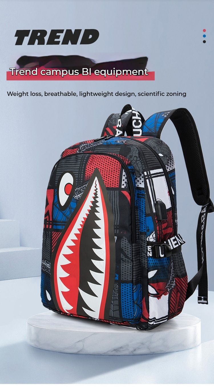 Schoultaschen fir männlech Grondschoulschüler a Kanner vun der drëtter bis sechster Klass, liicht Rucksäck fir modesch,_voghion.com